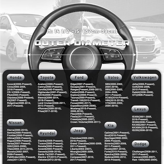 SEG Direct Steering Wheel Cover for Car, Standard Size 14.5-15 inch, Auto Interior Accessories, Warm Plush, Summer Winter, Black and Gray