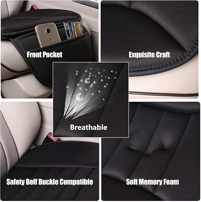 Big Ant Car Seat Cushion,Comfort Thicken Memory Foam Seat Cushion Pad,Pain Relief Chair Cushion Seat Protector for Car Office Home Use,Black 1PC