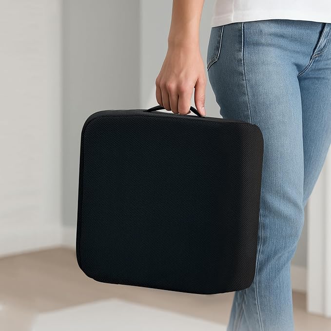 6" Extra Thick Memory Foam Office Chair Cushion – 2-Layer Booster Seat for Back & Tailbone Pain Relief, 18 x 16 x 6in Non-Slip Cushion with Carry Handle for Wheelchair, Car, and Airplane