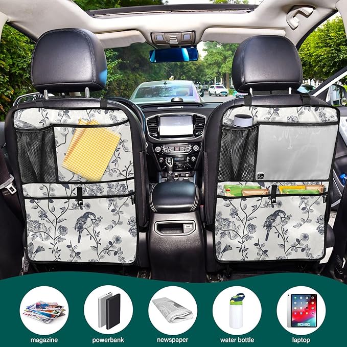 Automotive Seat Back Organizers Car Seat Organizer Waterproof Car Back Storage Kick Mat, Backseat Car Organizer with Pockets,Car Seat Protector Fit All 2Pcs