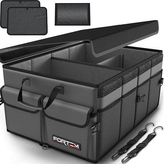 FORTEM Trunk Organizer For SUV Car Trunk Organizer, Foldable Storage, Car Accessories for Women Men, Collapsible Bag, Perfect Christmas Gifts, 600D Oxford, Non Slip Bottom, Straps, Soft Cover (65L)