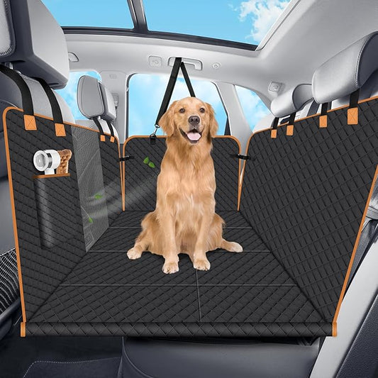 Dog Car Seat Cover for Back Seat, Hard Bottom Holds 420lbs Dog Hammock for Cars SUVs Trucks, Easy to Clean, Waterproof Scratch-Proof Nonslip Backseat Extender for Dogs