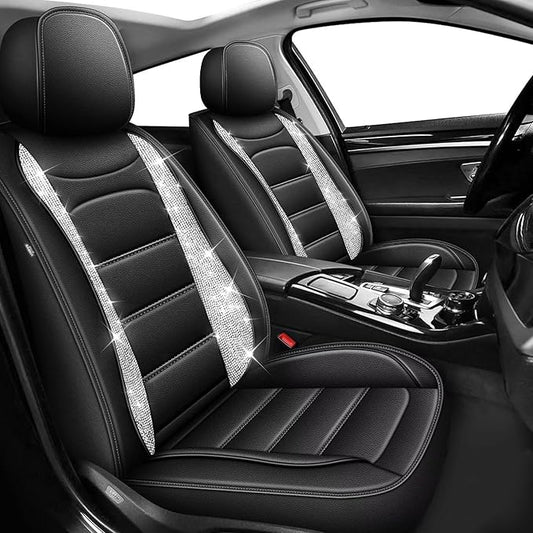 Bling Car Seat Covers Fit for Subaru Legacy 1995-2025 2026: Full Set Waterproof Faux Leather Driver Seat Cover,Comfortable Automotive Seat Cushion All Seasons Seat Protector(5 Seats,Black&Diamond)