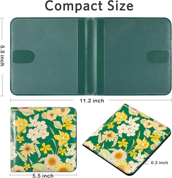 CoBak Car Registration and Insurance Holder - Vehicle Glove Box Car Organizer, Auto Truck Comparment Accessories Case for Essential Document, Driver License, Cards (Blossom Forest Green)