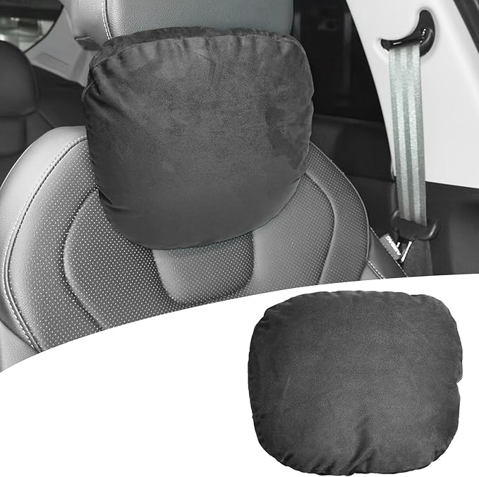 1 Pack Universal Car Headrest & Neck Support Pillow Soft Auto Seat Headrest Neck Rest Cushion for Driving with Adjustable Strap, Memory Cotton and Removable Cover, Ergonomic Design Black