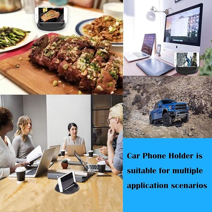 Car Cell Phone Holder Dashboard Phone Mount - Anti-Slip Silicone Pad Phone Stand Compatible with iPhone, Samsung, Android Smartphones