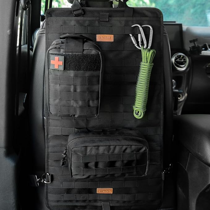 Seat Back Organizer – Convertible Front Seat Organizer Bag with Shoulder Strap, 2 in 1 Tactical Car MOLLE Panel Back Seat Car Organizer for All Vehicles