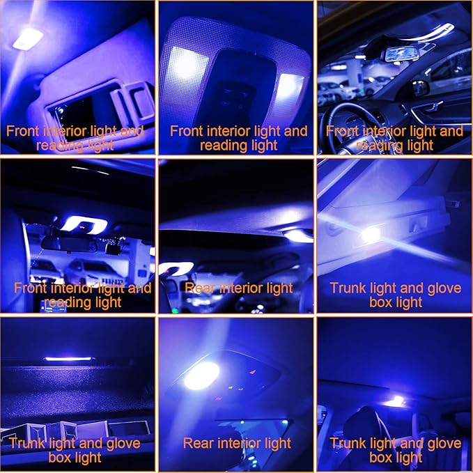Car Led Bulb, Car Led Combination Set of 24 Sets, Used for Car Interior Lights, Indoor Map Dome Lights, Trunk Lights, License Lights, Etc. (Blue)