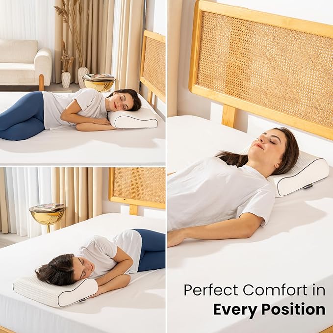 Memory Foam Travel Pillow with Washable Cover & Carry Bag – Compact, Soft & Breathable Neck Pillow for Airplane, Camping & Car (White- Without Spare Cover, 13.8x11.8x3.9/3.1 inches)