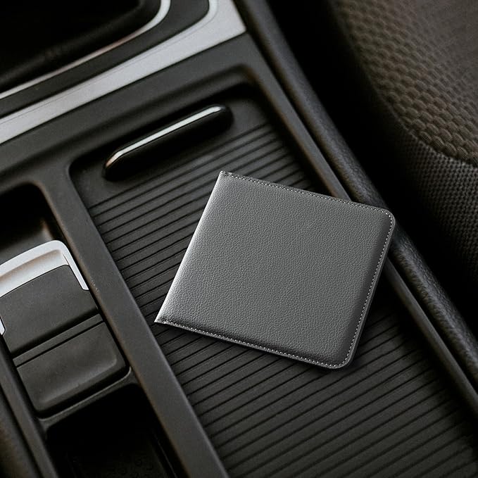 CoBak Car Registration and Insurance Holder - Men and Women Small Lightweight Vehicle Glove Box Car Organizer, Auto Truck Comparment Accessories Case for Essential Document, Driver License (Gray)