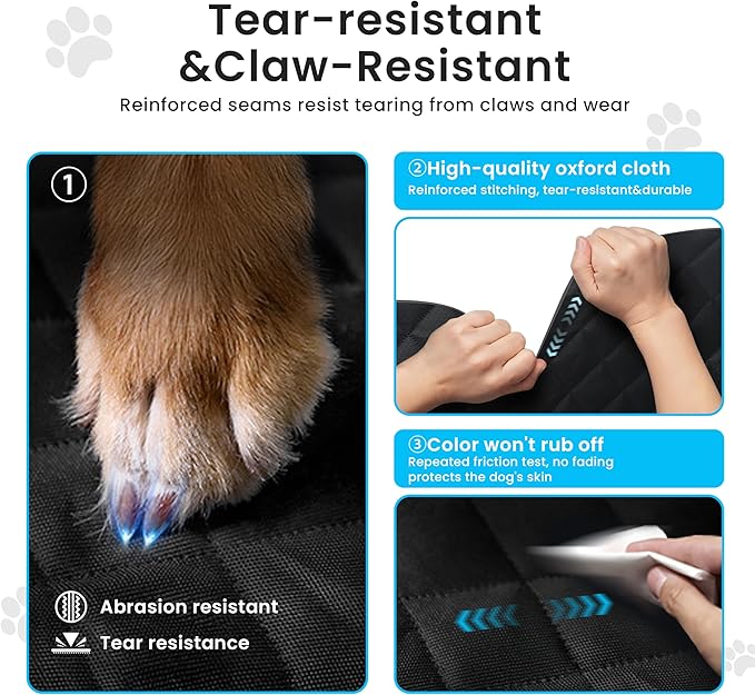 Dog Seat Cover for Back Seat with Hard Bottom Extender, 450lbs Support Dog Hammock for Car, Waterproof Non-Slip Back Seat Cover for Dogs with Full Seat & Door Protection for Truck SUV Sedan