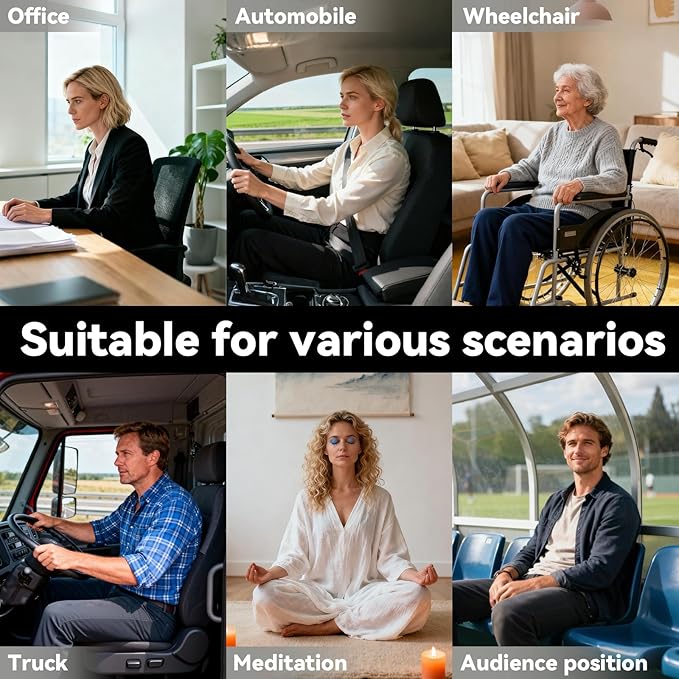 18 x 16.5 Inch Memory Foam Seat Cushion for Office Chair & Car, Pressure Buttocks Relief Comfort Cushions for Home, Work & Travel, Grey Seat Pad with Removable Washable Cover