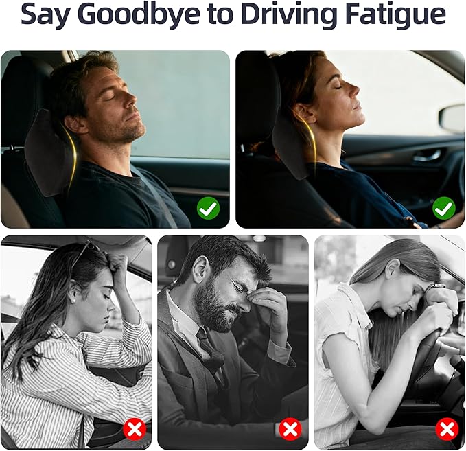 Car Neck & Lumbar Support Pillow Set for Nissan Rogue, Soft Memory Foam Headrest & Back Cushion, Ergonomic Comfortable Seat Support for Daily Driving and Long Trips Car Interior Accessories