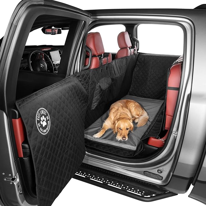Ruff Liners Dog Bed for Car Back Seat, Medium Gray – As Seen on Shark Tank – Fits Medium Seat Extender – Non-Slip Base, Waterproof Cover, Machine-Washable – Dog Mat for Car with Rebound Foam Comfort