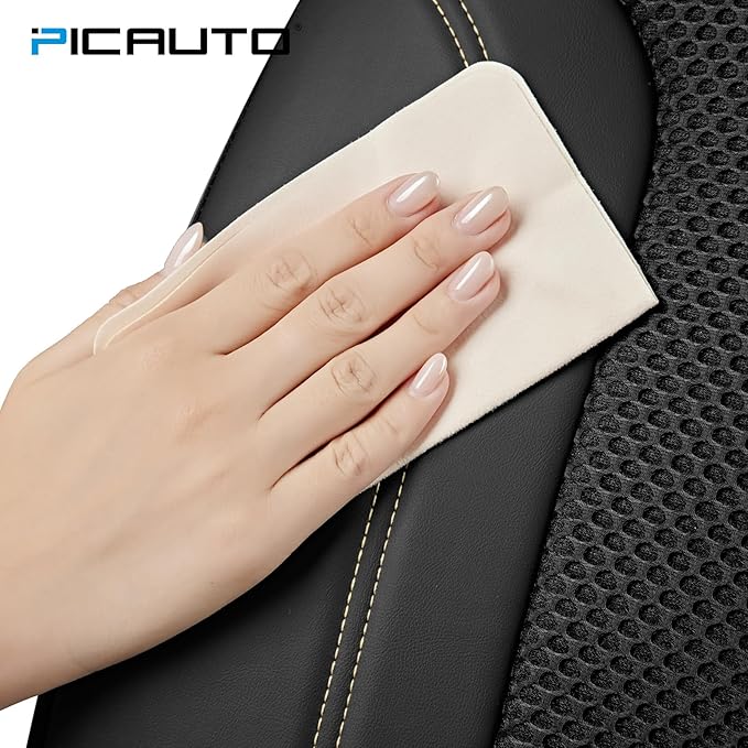 PIC AUTO Car Seat Cover, Super Breathable Mesh Front Seat Cover for Cars, Beige Leather Seat Covers, Universal Fit, Durable, Airbag Compatible, Suitable for SUVs, Trucks, Sedans, and Vehicles
