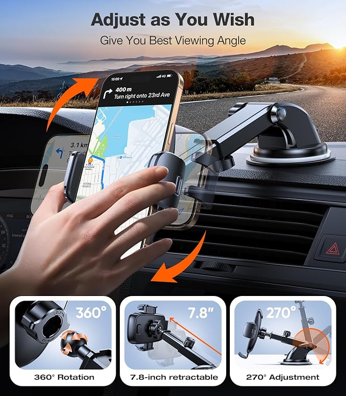TORRAS Ultra-Durable Phone Holders for Your Car【96+LBS Strongest Suction】 Car Phone Holder Mount, Safety Certs Cell Phone Car Mount Truck for Dashboard Windshield Vent for iPhone 17 16 15 14 Pro Max