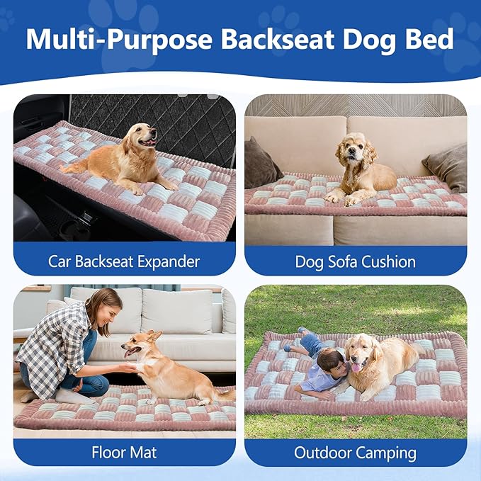 Thickened Dog Bed for Car Back Seat, Upgraded Bottom Non-Slip, Fits Hard Bottom car seat Cover for Dogs, Premium Mixed Color, Dog Car Seat Cover