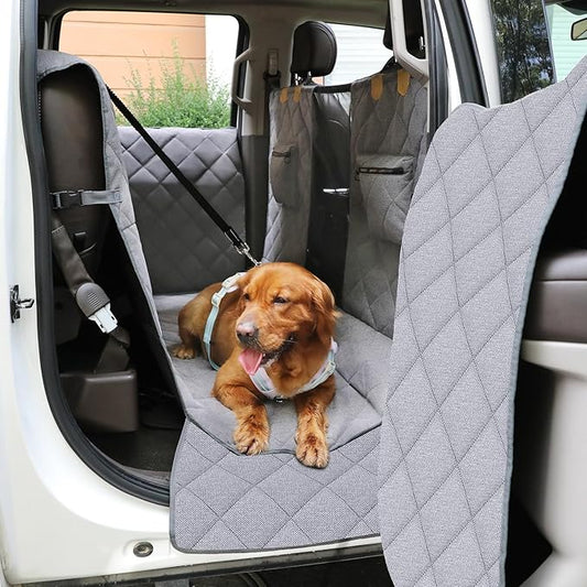 Dog Car Seat Cover for Back Seat, Hard Bottom Car Seat Cover with Door Protector for Full-Size Crewcab Trucks, Scratch-Resistant, Waterproof Back Seat Extender for Dogs