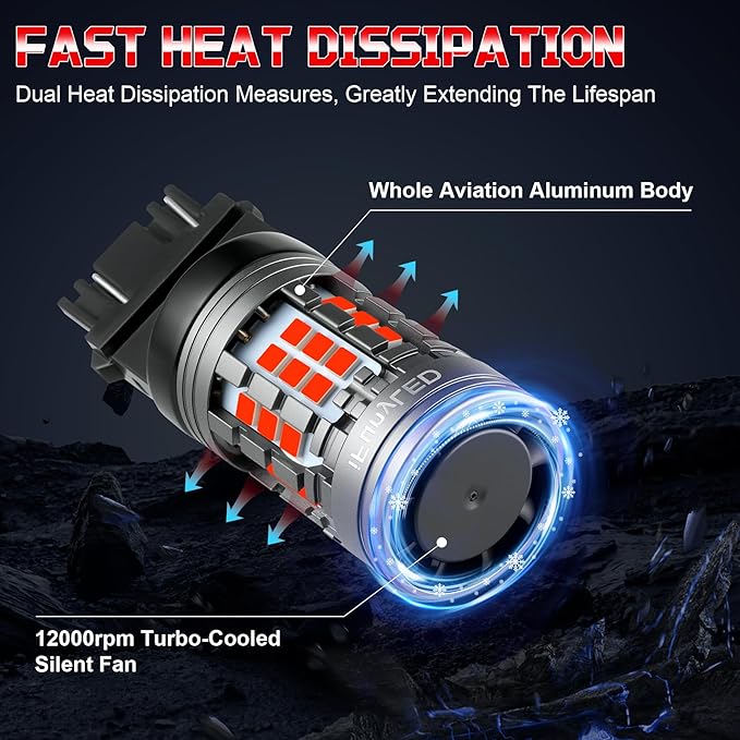 2PCS 3157 LED Bulb, Super bright 3156 3056 3057 3047 3457 4157 LED, Anti Hyper Flash CANBUS Error Free, Replacement Light Kit Set for Car Tail Brake Lights - Red