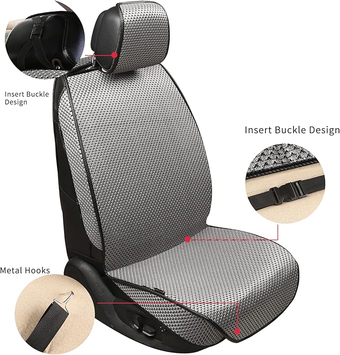 Auto Newer 2PCS Luxury Breathable Car Seat Cover,Front Car Seat Protector, Fit Four Seasons of Universal Automotive Vehicle Cushion Cover, Compatible with 90% Cars,SUV,Trucks (Gray,Front Seats)