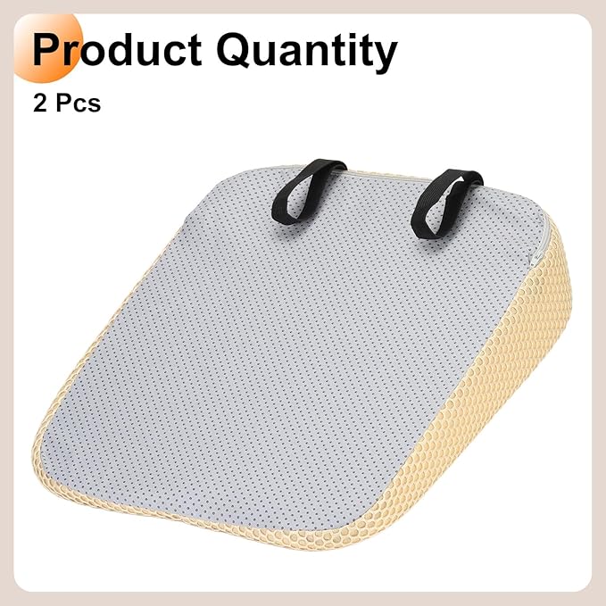 HARFINGTON 2pcs Seat Cushion 3.94" Thick Comfort Memory Foam Office Chair Cushion with Non Slip Bottom for Car Seat Driver, Beige