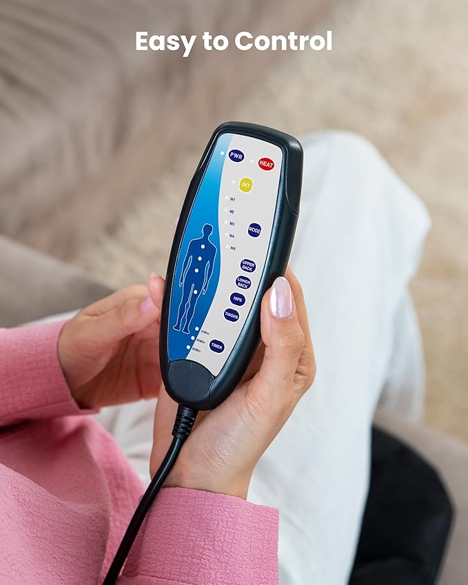 COMFIER Massage Seat Cushion, Back Massager with 8 Vibration Nodes & 5 Modes, Adjustable Chair Massage Pad with Heat for Home Office, Heated Chair Pad,Gifts for Men,Women