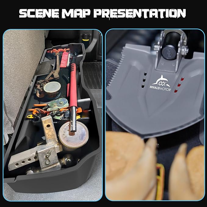 Underseat Storage Compatible with 2014-2018 Chevy Silverado GMC Sierra Double/Extended Cab 1500(Inclu 2019 Ld/Lt)& 2015-2019 2500 3500 HD, Upgraded Rear Under Seat Organizer Cargo Box
