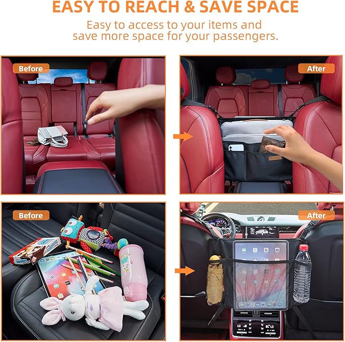 WLLWOO WLLWOO Car Net Pocket Handbag Holder Between Seats Back Storage Organizer Purse Holder for Console Front Seat Storage Barrier