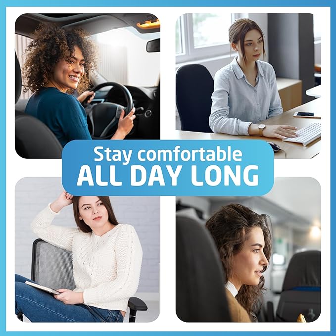 Lumbar & Neck Support Pillow Kit - Beige - Back & Neck Support Pillow for Car & Office Chair - Memory Foam Pillow - Ergonomic Pillow for Neck & Back Pain Relief