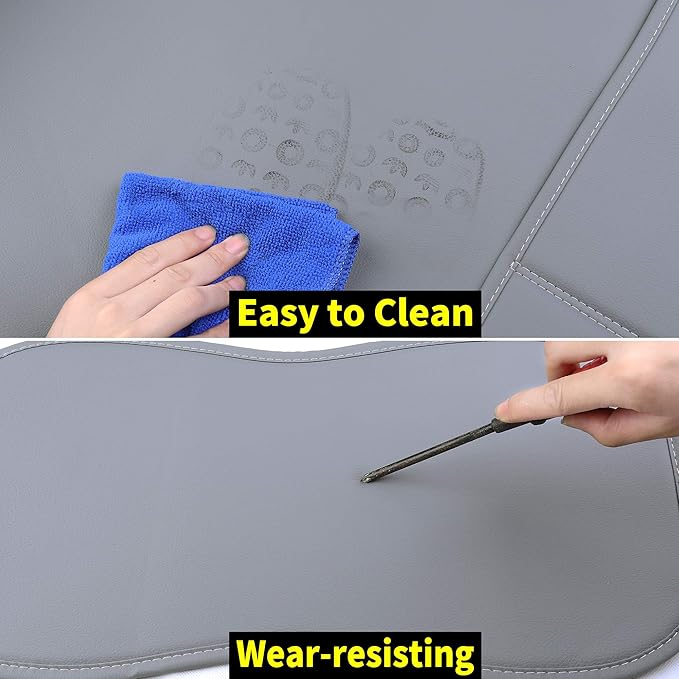 Aierxuan 2pcs Car Seat Covers Front Set with Waterproof Leather, Airbag Compatible Automotive Vehicle Cushion Cover Universal Fit for Most Cars (Grey)