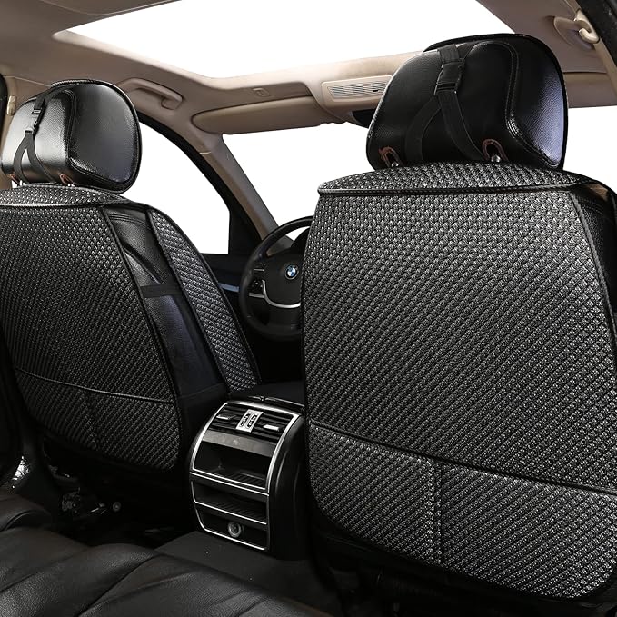 Auto Newer 5 Seats Luxury Breathable Car Seat Cover Full Set Fit Four Seasons of Universal Automotive Vehicle Cushion Cover Compatible with 90% Cars,SUV,Trucks(Full Set Black)