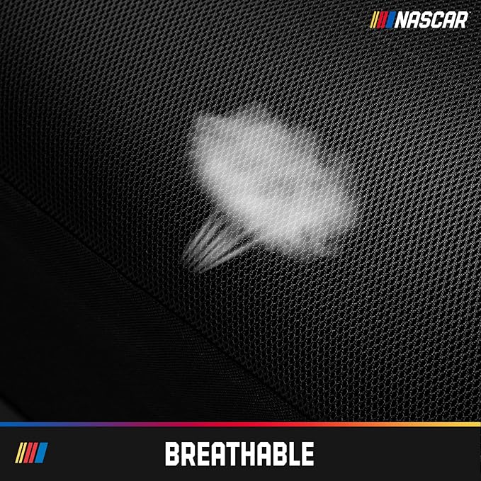 NASCAR Car Seat Covers, Beige Leather and Mesh Seat Covers, Universal Fit Front Seat Covers for Cars with Airbag-Compatible Design, Durable Racing-Inspired Car Interior for Cars, Trucks & SUVs