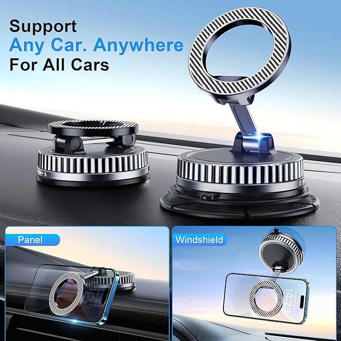 Car Phone Holder for Magsafe [2026 89+LBS Suction & 3700gf Magnetic] 360° Adjustable Cell Phone car Mount, Phone Holders for Your Car Accessories for iPhone 17 16 15 14 13 12 Pro Plus Max Air