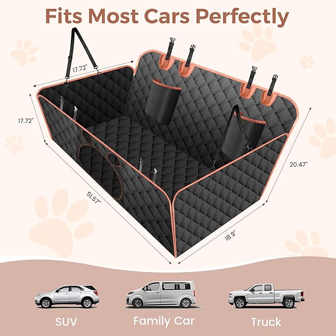 Dog Car Seat Cover for Back Seat Solft Bottom Back Seat Extender for Dogs Back Seat Pet Cover Dog Hammock for Car SUV and Trucks