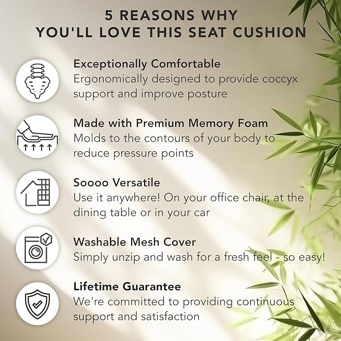 Mount-It! Office Seat Cushion, Premium Lumbar Support, Memory Foam, Gel Filling, Ergonomic Comfort Chair, Use in Car, at Desk, Home, Back, Hip Sciatica Cushions - Washable Cover in Black…