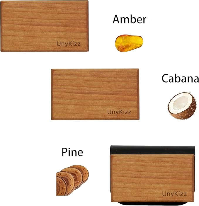 3PCS Car Air Freshener Wood Air Freshener - Car Odor Eliminator for Visor Clip Auto Accessories - Metal Clip - Essential Oils - Clean Ingredients - Teak Scent Starter Kit（Cabana/pine/amber）