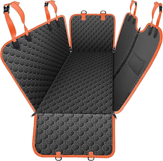 Mancro Dog Car Seat Cover for Back Seat, 2025 Upgraded 600D Heavy Duty Waterproof & Scratch-Resistant Dog Hammock for Car, Back Seat Pet Cover for Dogs with Sedan, Standard, Orange