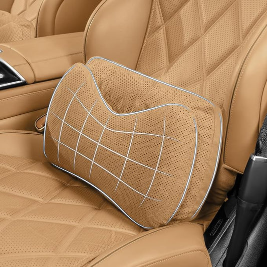 Lumbar Support Pillow for Car, Lower Back Pain Relief, Lumbar Support Pillow for Office Chair Back Support Lumbar Pillow for Car, Gaming, Office Chair (Light Brown)