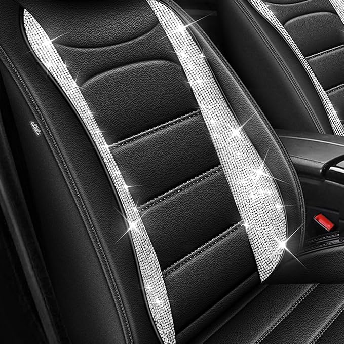 Bling Car Seat Covers Fit for Subaru Legacy 1995-2025 2026: Full Set Waterproof Faux Leather Driver Seat Cover,Comfortable Automotive Seat Cushion All Seasons Seat Protector(5 Seats,Black&Diamond)
