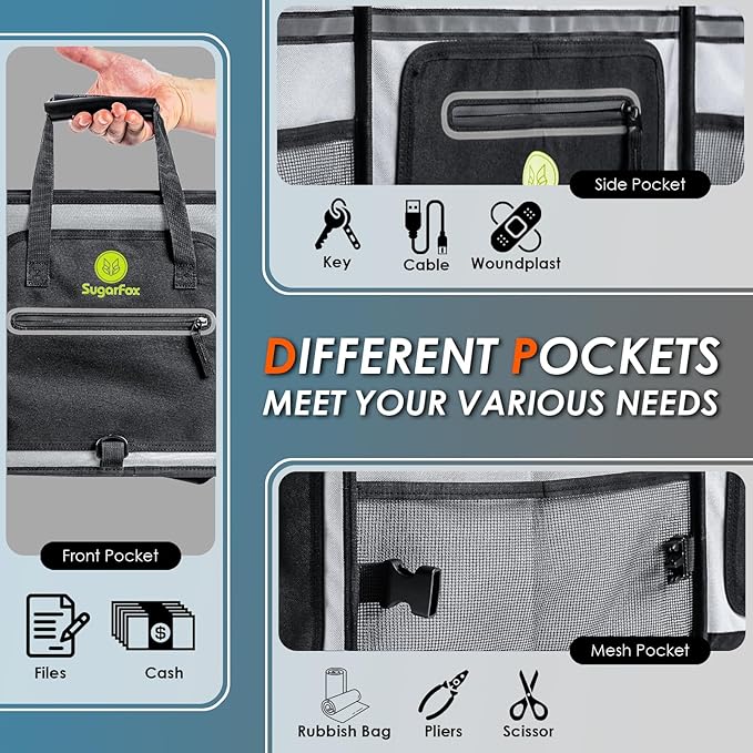 95L Car Trunk Organizer & Storage With 26L Ice Pack, Waterproof Foldable | Trunk Organizers for SUVs & Cars, Car Storage Organizer, Great Gift for Drivers (Gray-M004)