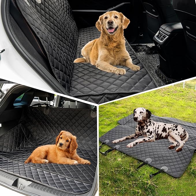 Dog Car Seat Cover for Back Seat Waterproof Bench Seat Cover Protector Nonslip Durable Soft Pet Dog Back Seat Cover for Car, Truck, & SUV (Black)