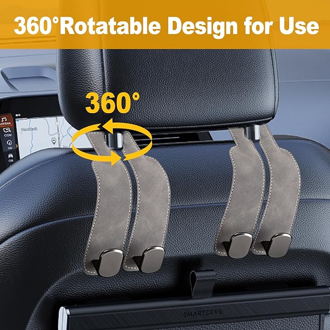 Car Purse Hook Purse Hook for Car Seats Headrest Car Seat Hooks,Heavy Duty Vehicle Organizer for Handbags, Groceries, Purses, Keep Car Tidy (Gray, 2 Pack)