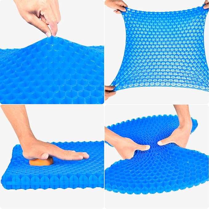 Gel Seat Cushion, Cooling seat Cushion (Super Large & Thick), Breathable Honeycomb Design Absorbs Pressure Points Seat Cushion, Gel Cushion for Office Chair, Home Car seat Cushion for Wheelchair