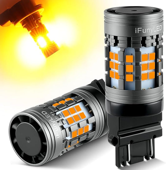 2PCS 3157 LED Bulb, Super bright 3156 3056 3057 3047 3457 4157 LED, Anti Hyper Flash CANBUS Error Free, Replacement Light Kit Set for Car Turn Signal Blinker Lights - Amber