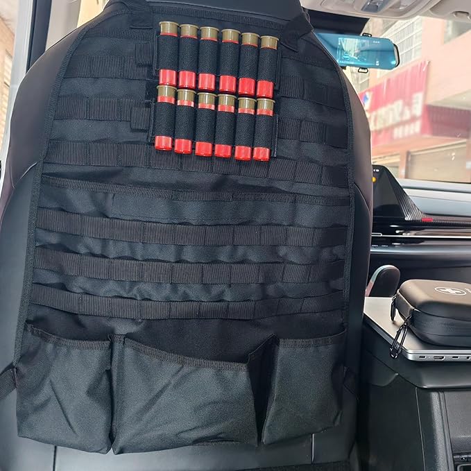 Car Seat Back Organizer Tactical MOLLE Panel Back Seat Storage Bag Universal Car Seat Cover Protector (Black)