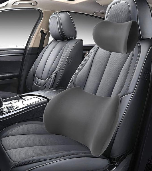 2025 New Car Headrest Pillow Set – The car Neck Pillow is as Soft as a Marshmallow, and The Lumbar Support Pillow for car can Soothe Lumbar Fatigue. Relieve Your Driving Tiredness. (Gray)