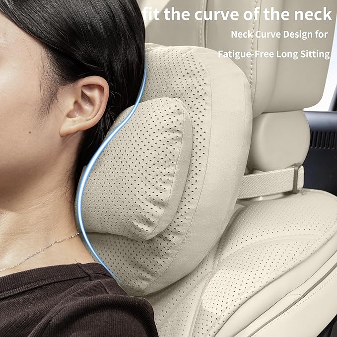 Car Neck Pillow, Comfortable Neck Pillow for Driving, Ergonomic Car Neck Support Pillow for Relieve Driving Fatigue, Suitable for Driving, Traveling (Beige)