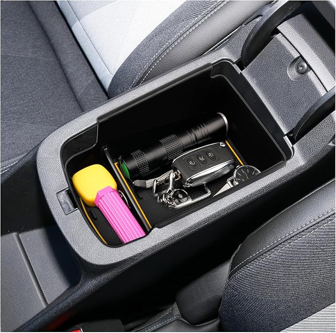 SXCY Fit for 2024 2025 Chevy Trax Center Console Organizer Tray 2024 2025 Chevy Trax Accessories(LS LT 1RS 2RS ACTIV) Armrest Storage Box Console Tray for 2024 2025 Trax Console Organizer Yellow Mats