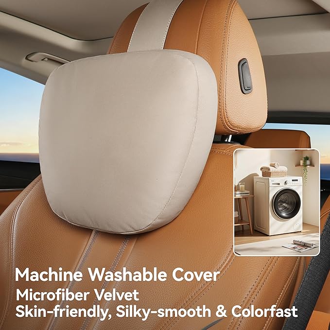 2Ps car headrest Pillow, car Neck Pillow for Driving, 11.8x7.5 inches Head Rest Pillow for car,Fits Most car Models, Suede Fabric with Polyester Fiber Filling(Black)