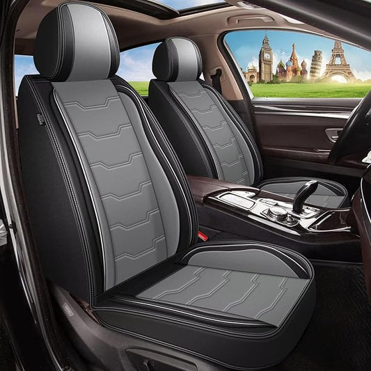 Car Seat Covers Fit for Hyundai Accent 2017-2024 2025 Waterproof Faux Leather Front Seat Covers Cushion Protector Car seat Covers Compatible Airbag(2 Seats, Black-Grey)